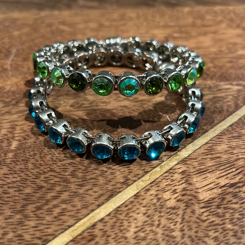2 bracelets-1 blue & 1 green with magnet clasp